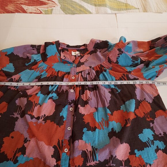 Anthropologie  Porridge Floral Puff Sleeve Button Down Top Size 1X NWOT - Picture 6 of 8
